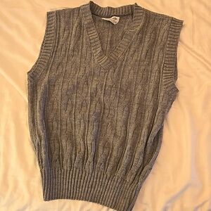 Grey cable knit sweater vest
